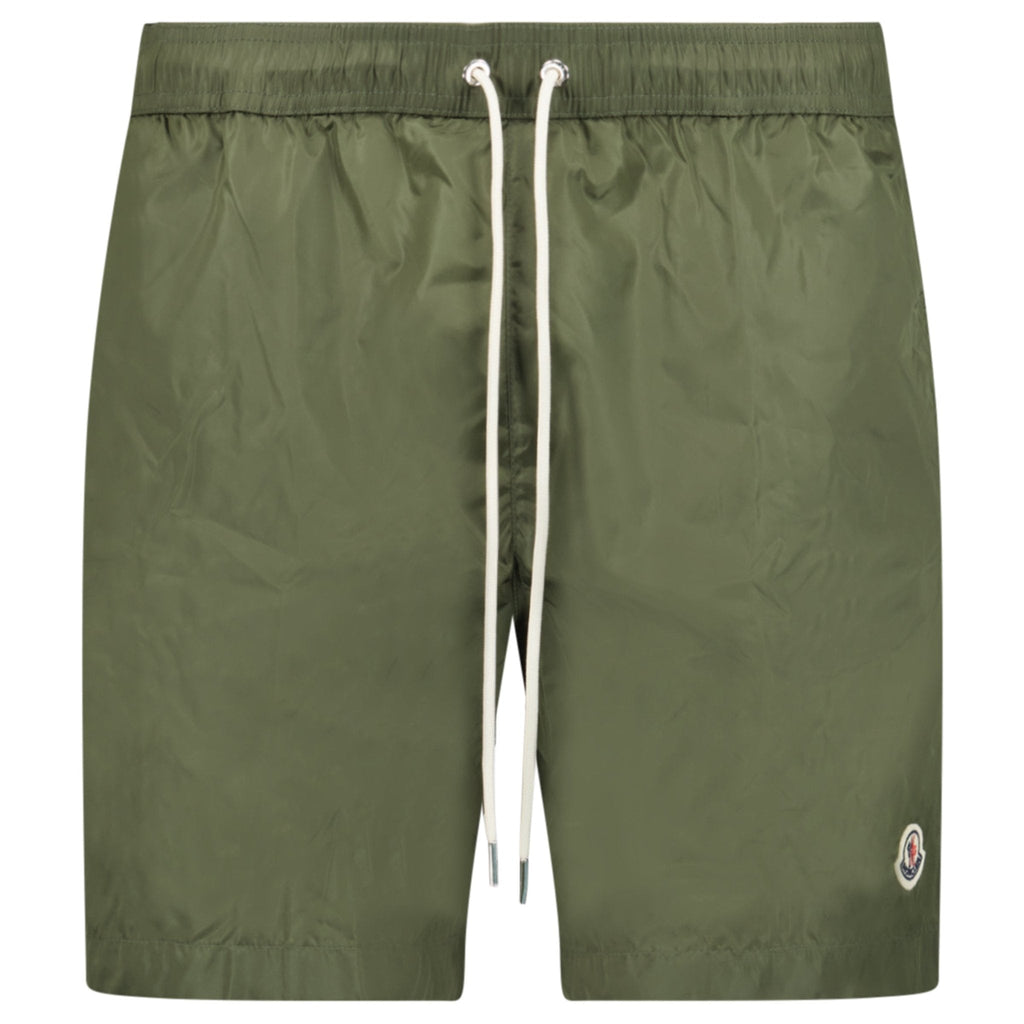 Moncler Side Logo Patch Swim Shorts in Olive Green