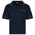 Moncler Towelling Short Sleeve Polo Shirt in Navy