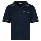 Moncler Towelling Short Sleeve Polo Shirt in Navy