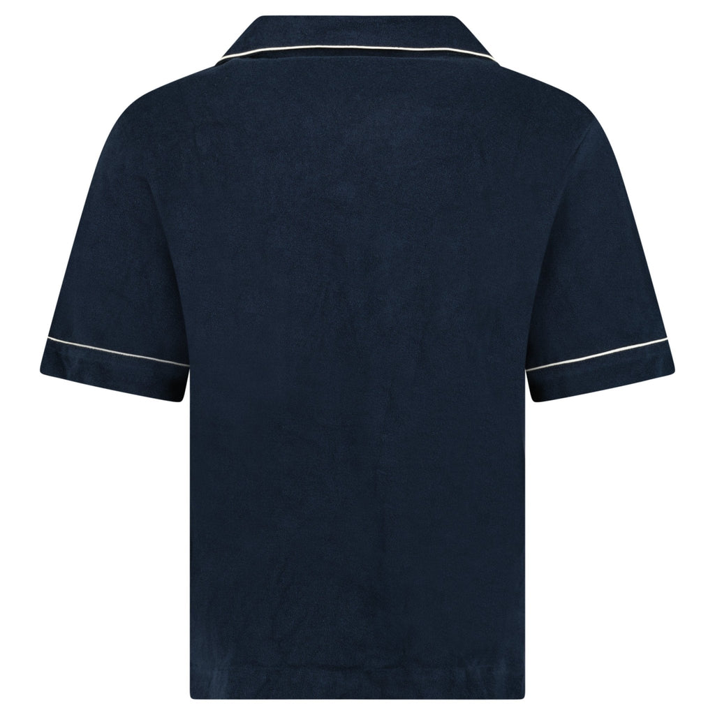 Moncler Towelling Short Sleeve Polo Shirt in Navy
