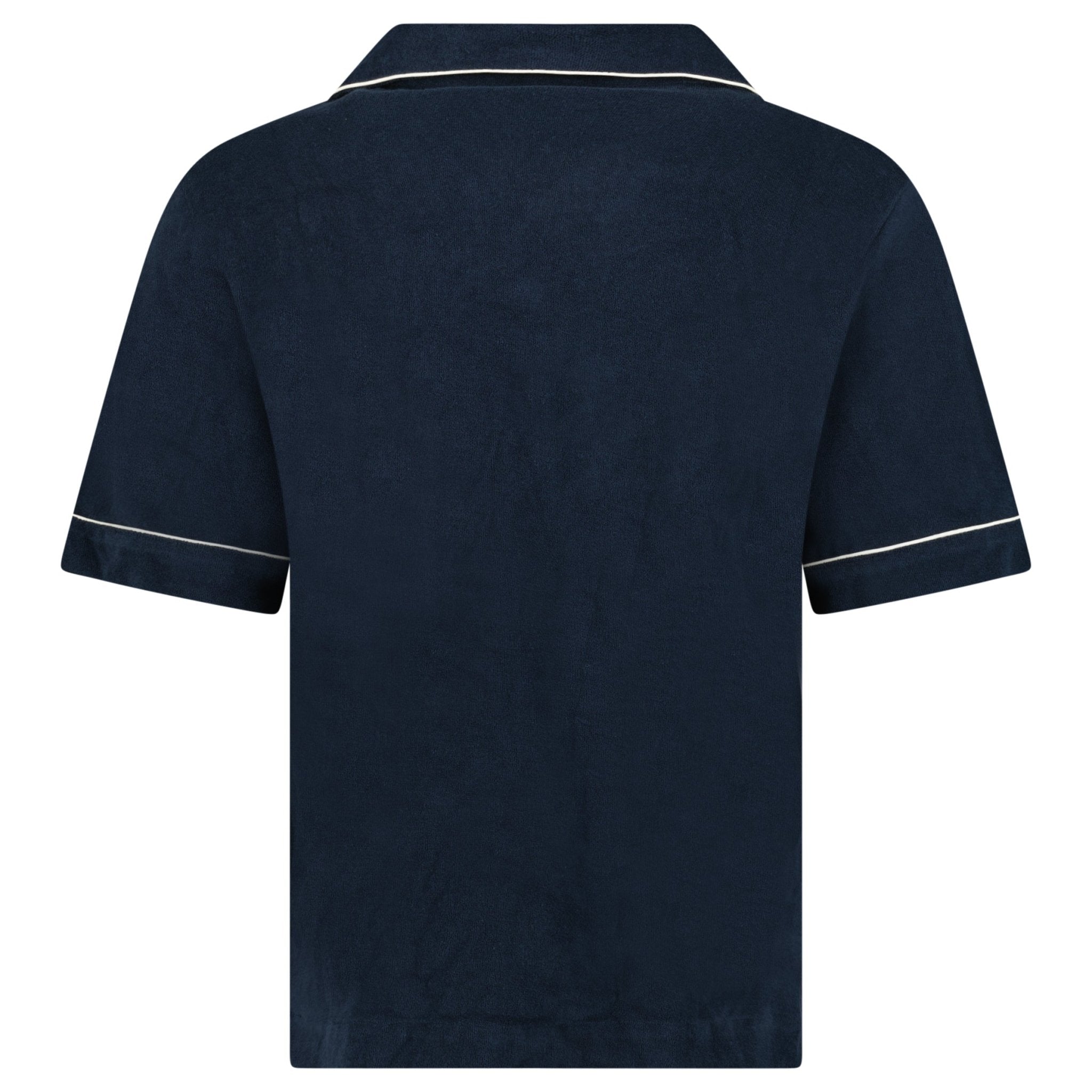 Moncler Towelling Short Sleeve Polo Shirt in Navy