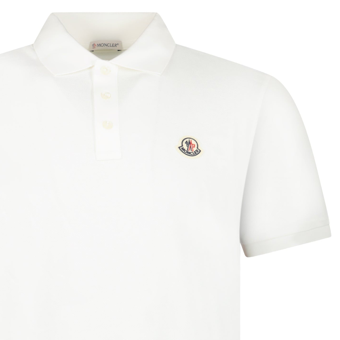 Moncler Tricolour-Trimmed Cotton Piqué Polo Shirt in White