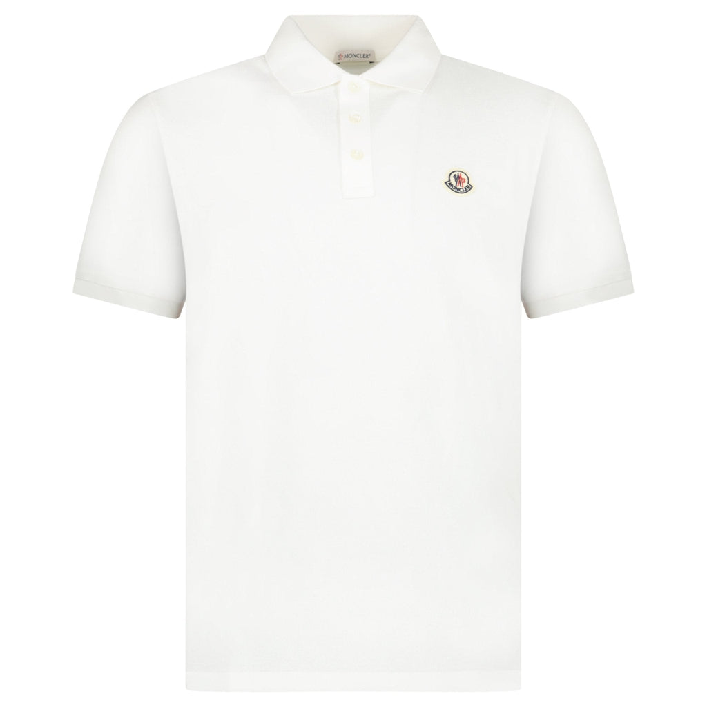 Moncler Tricolour-Trimmed Cotton Piqué Polo Shirt in White