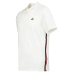 Moncler Tricolour-Trimmed Cotton Piqué Polo Shirt in White