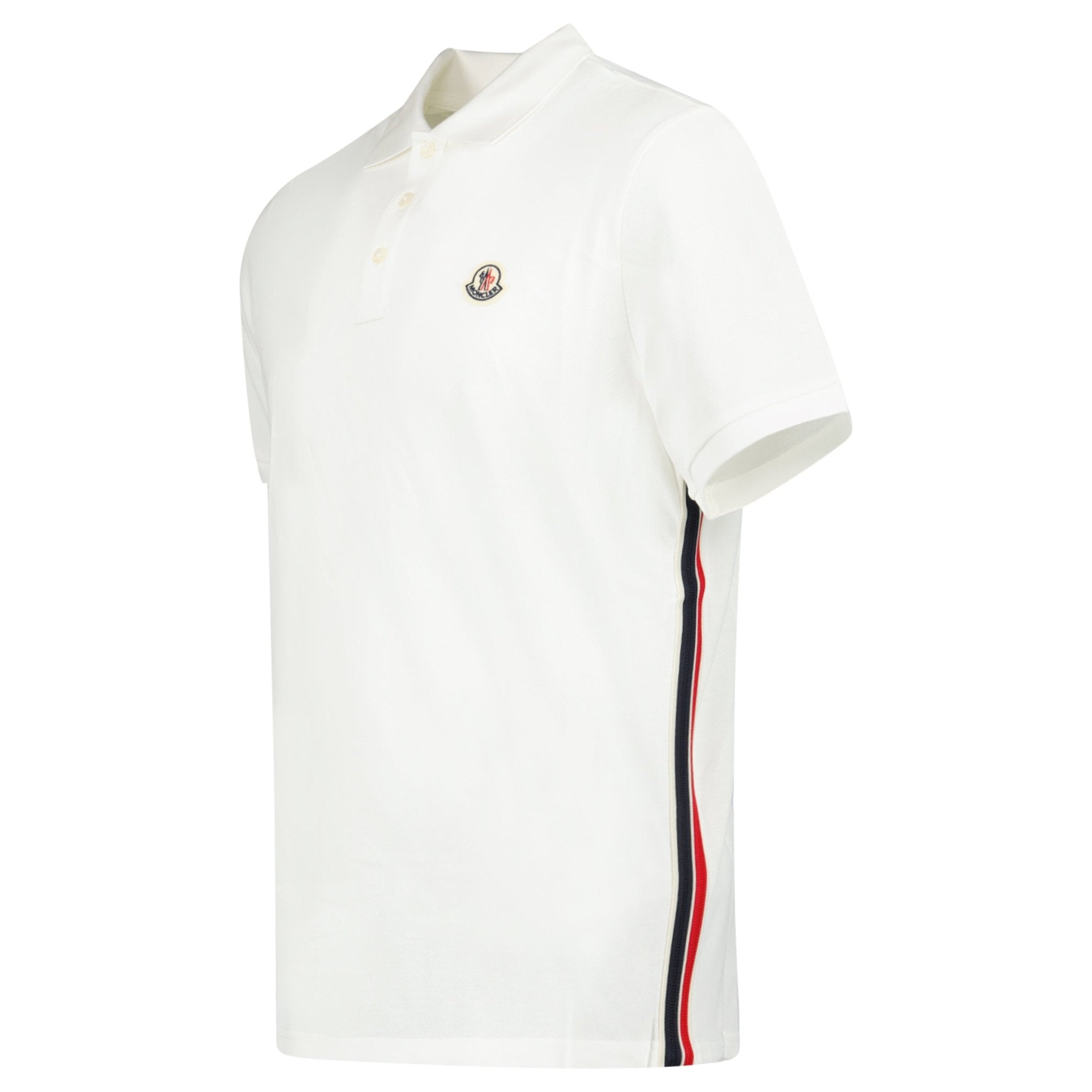 Moncler Tricolour-Trimmed Cotton Piqué Polo Shirt in White