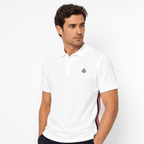 Moncler Tricolour-Trimmed Cotton Piqué Polo Shirt in White