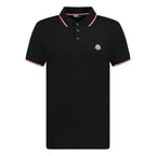 Moncler Tri-Colour Logo Polo T-Shirt Black