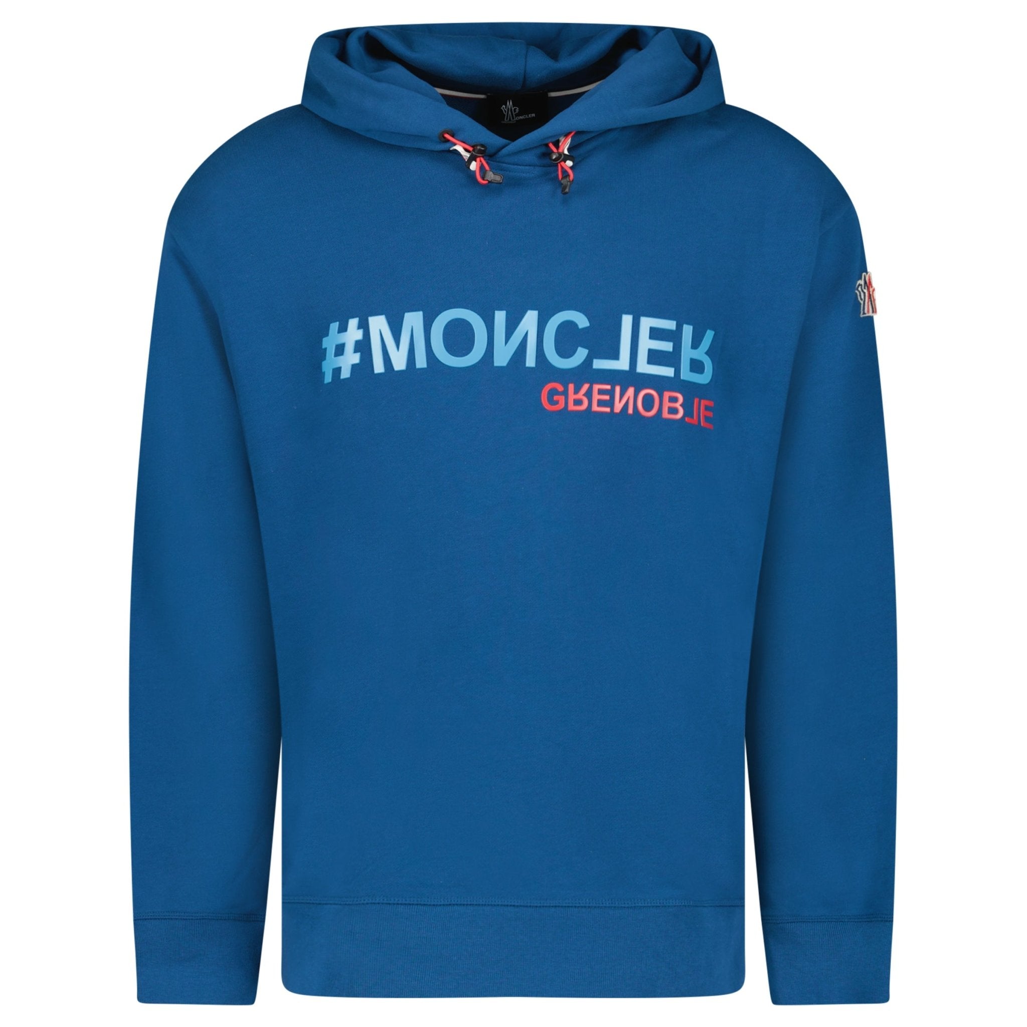 Moncler Writing Logo Hooded Sweatshirt Blue