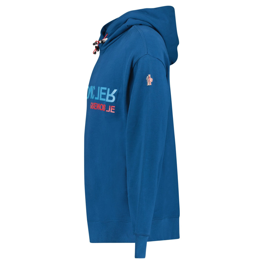 Moncler Writing Logo Hooded Sweatshirt Blue