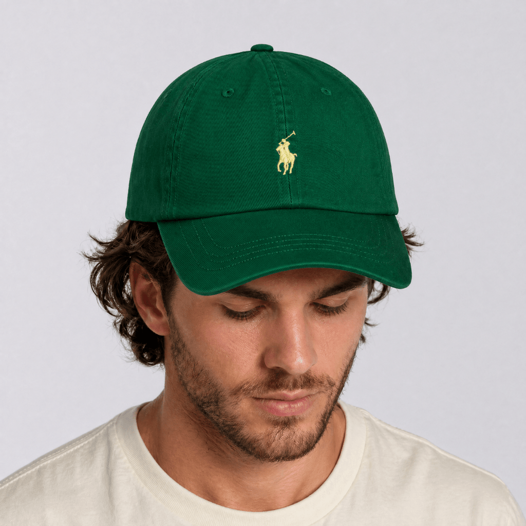 Polo Ralph Lauren Cotton Chino Baseball Cap in Green with Yellow Logo