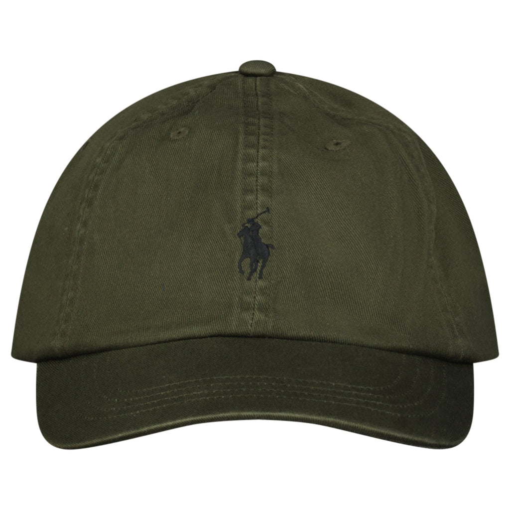 Polo Ralph Lauren Cotton Chino Baseball Cap in Khaki Green with Black Logo