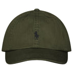 Polo Ralph Lauren Cotton Chino Baseball Cap in Khaki Green with Black Logo