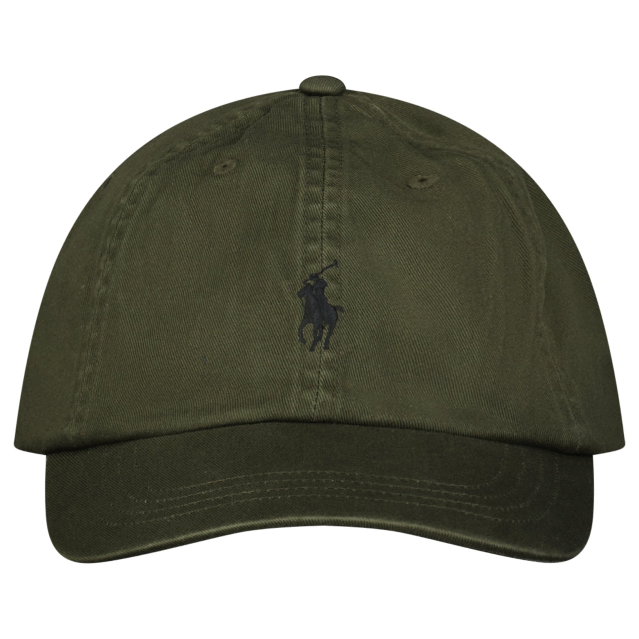 Polo Ralph Lauren Cotton Chino Baseball Cap in Khaki Green with Black Logo