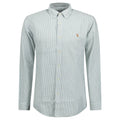 Polo Ralph Lauren Custom Fit Striped Stretch Oxford Shirt Green & White