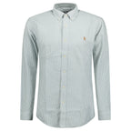 Polo Ralph Lauren Custom Fit Striped Stretch Oxford Shirt Green & White