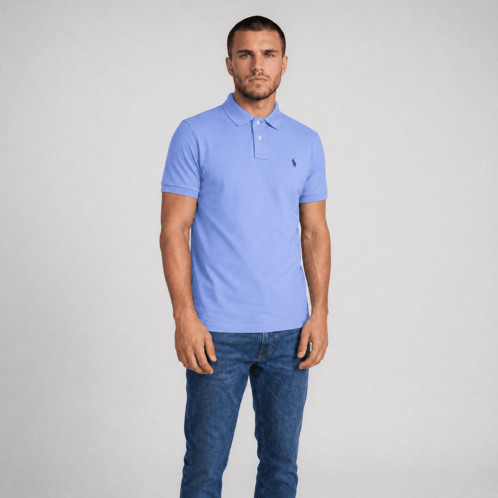 Polo Ralph Lauren Mesh Custom Slim Fit Polo Shirt in Blue