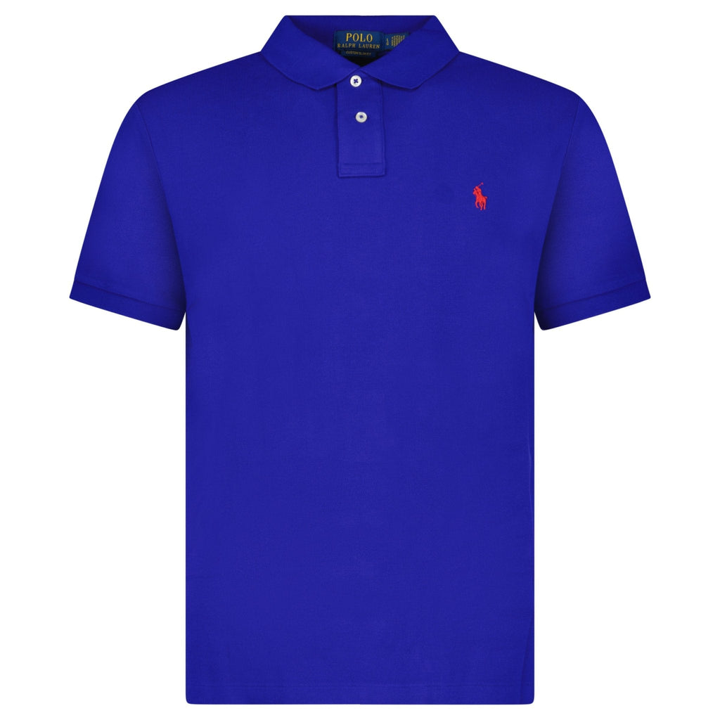 Polo Ralph Lauren Mesh Custom Slim Fit Polo Shirt in Dark Blue