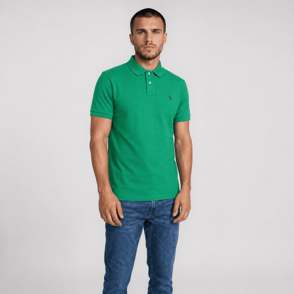 Polo Ralph Lauren Mesh Custom Slim Fit Polo Shirt in Green