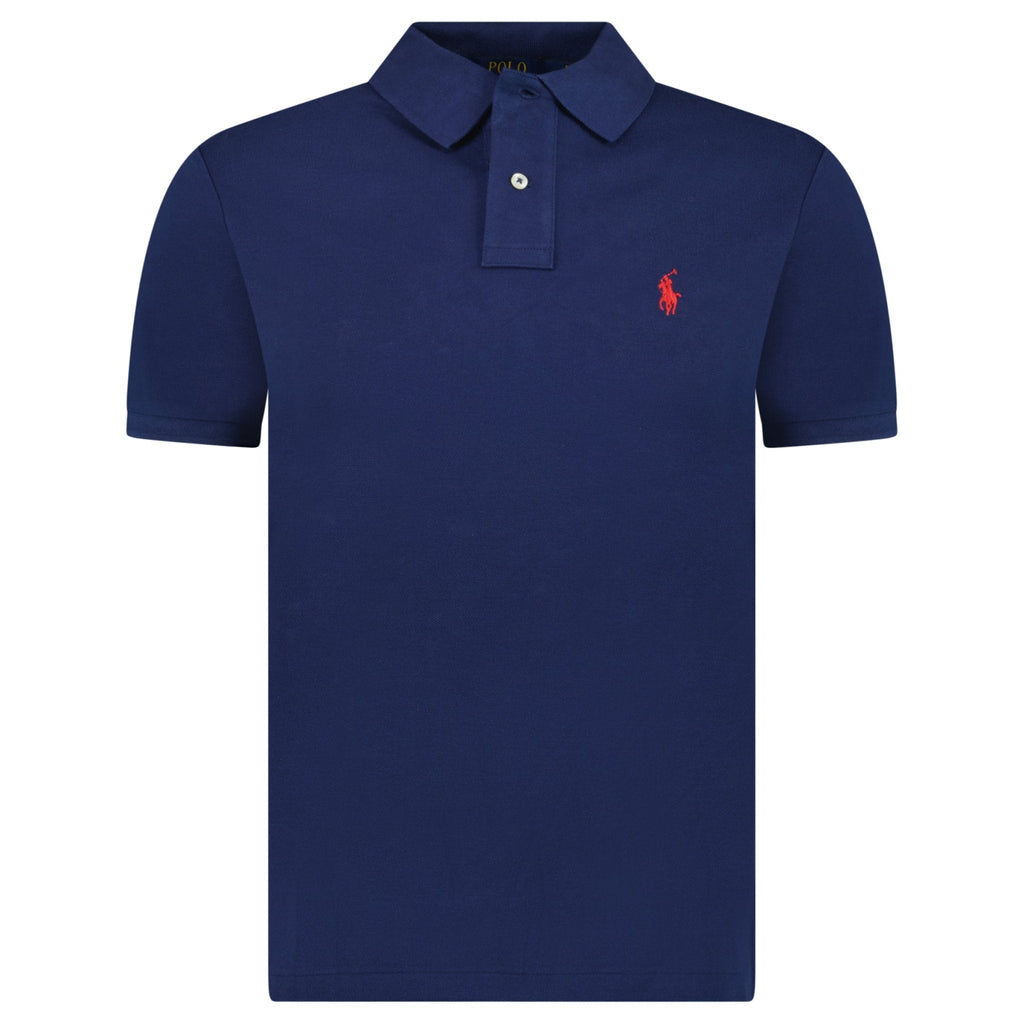Polo Ralph Lauren Mesh Custom Slim Fit Polo Shirt in Navy