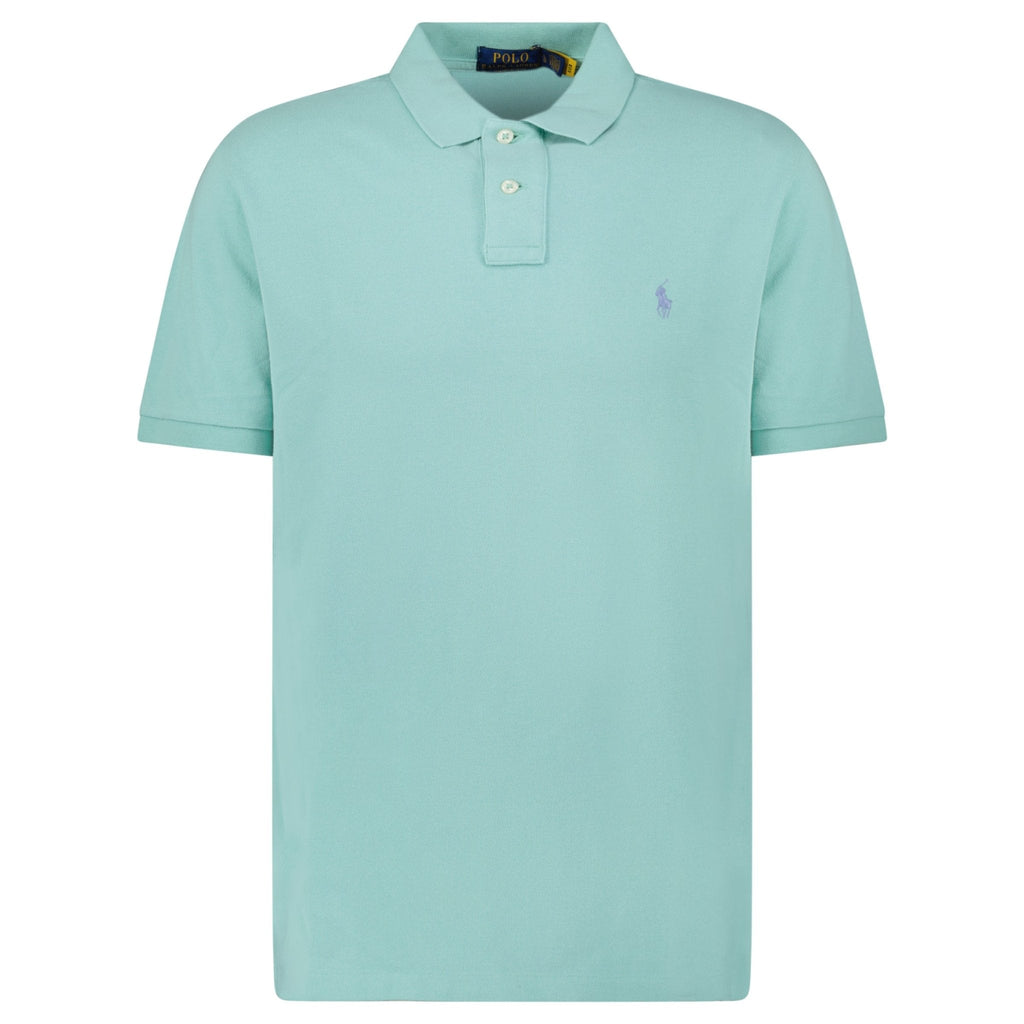 Polo Ralph Lauren Cotton Mesh Custom Slim Fit Polo Shirt in Celadon