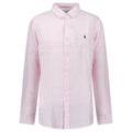 Polo Ralph Lauren Custom Fit Stripe Linen Shirt in Pink/White