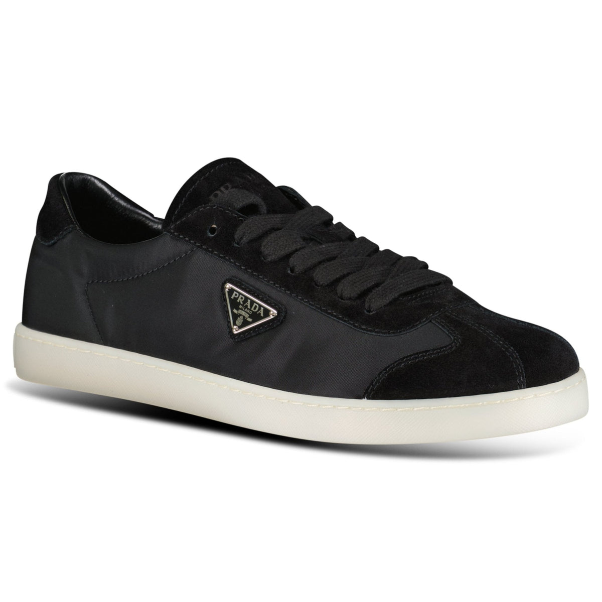 Prada Lane Toe Suede Sneakers in Black