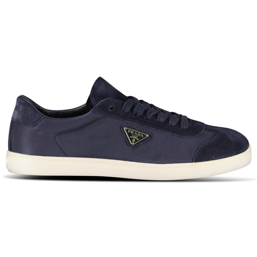 Prada Lane Toe Suede Sneakers in Navy
