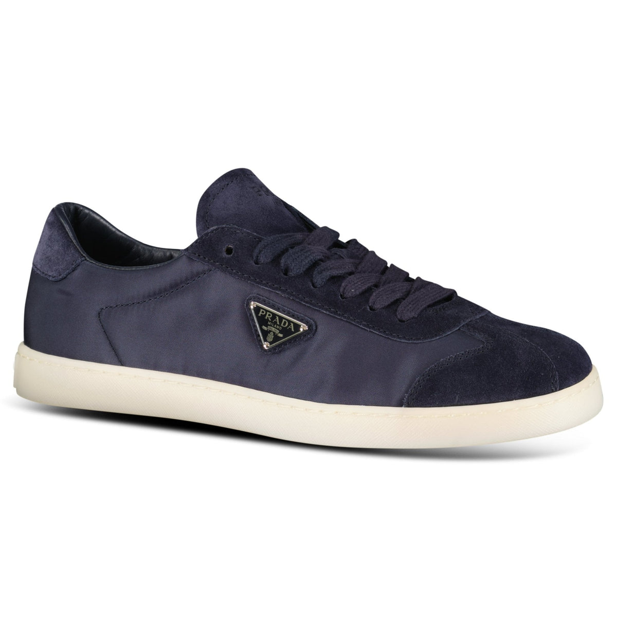 Prada Lane Toe Suede Sneakers in Navy
