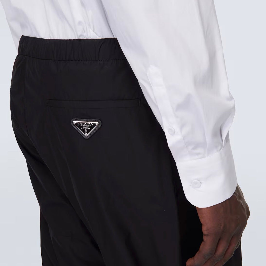 Prada Silk-Blend Trousers in Black