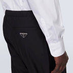 Prada Silk-Blend Trousers in Black