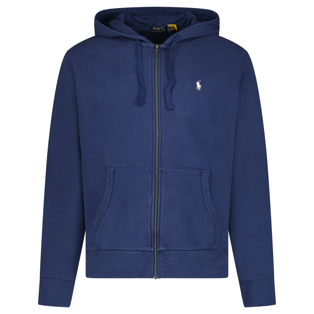 Ralph Lauren Logo-Embroidered Zip-Up Hoodie in Dark Blue