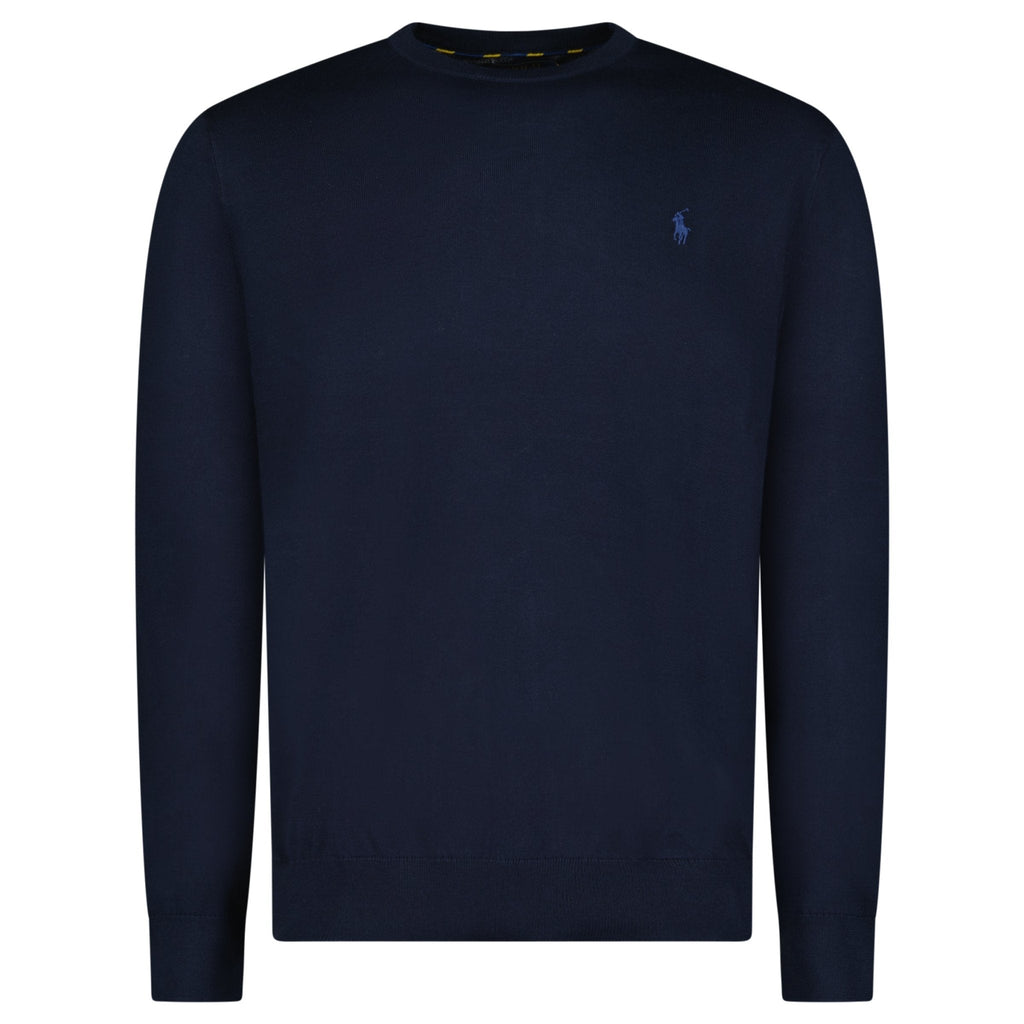 Ralph Lauren Slim Fit Cotton Jumper in Navy