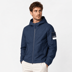 Stone Island All-Weather Cotton Canvas Ghost Hooded Jacket in Navy