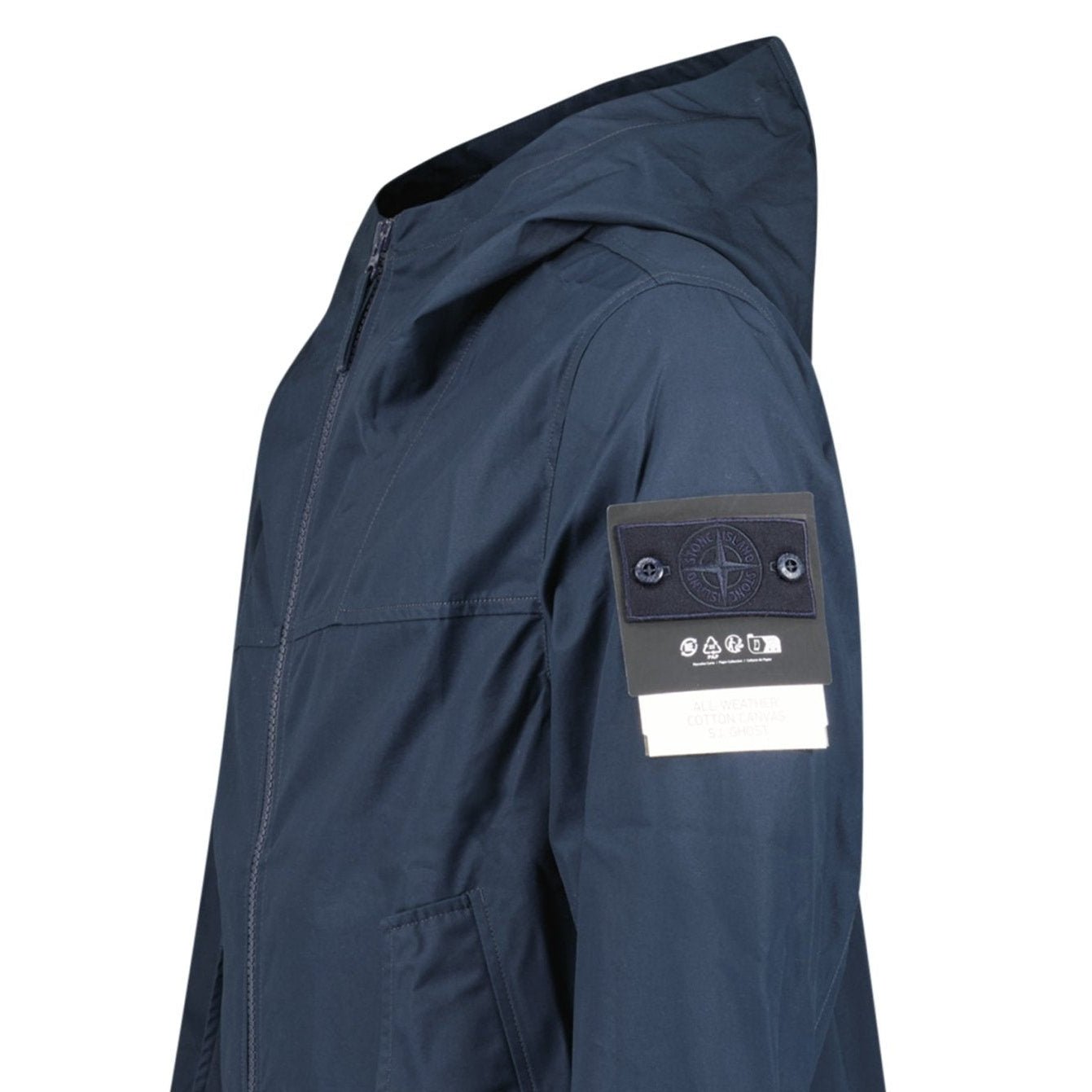 Stone Island All-Weather Cotton Canvas Ghost Hooded Jacket in Navy