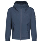 Stone Island All-Weather Cotton Canvas Ghost Hooded Jacket in Navy