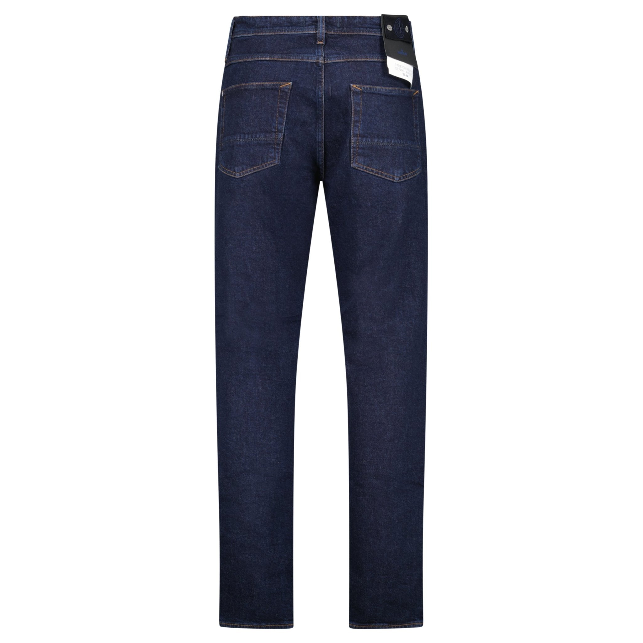 Stone Island Blue Rinsed Buttoned Indigo Denim Slim Jeans Blue Rinse