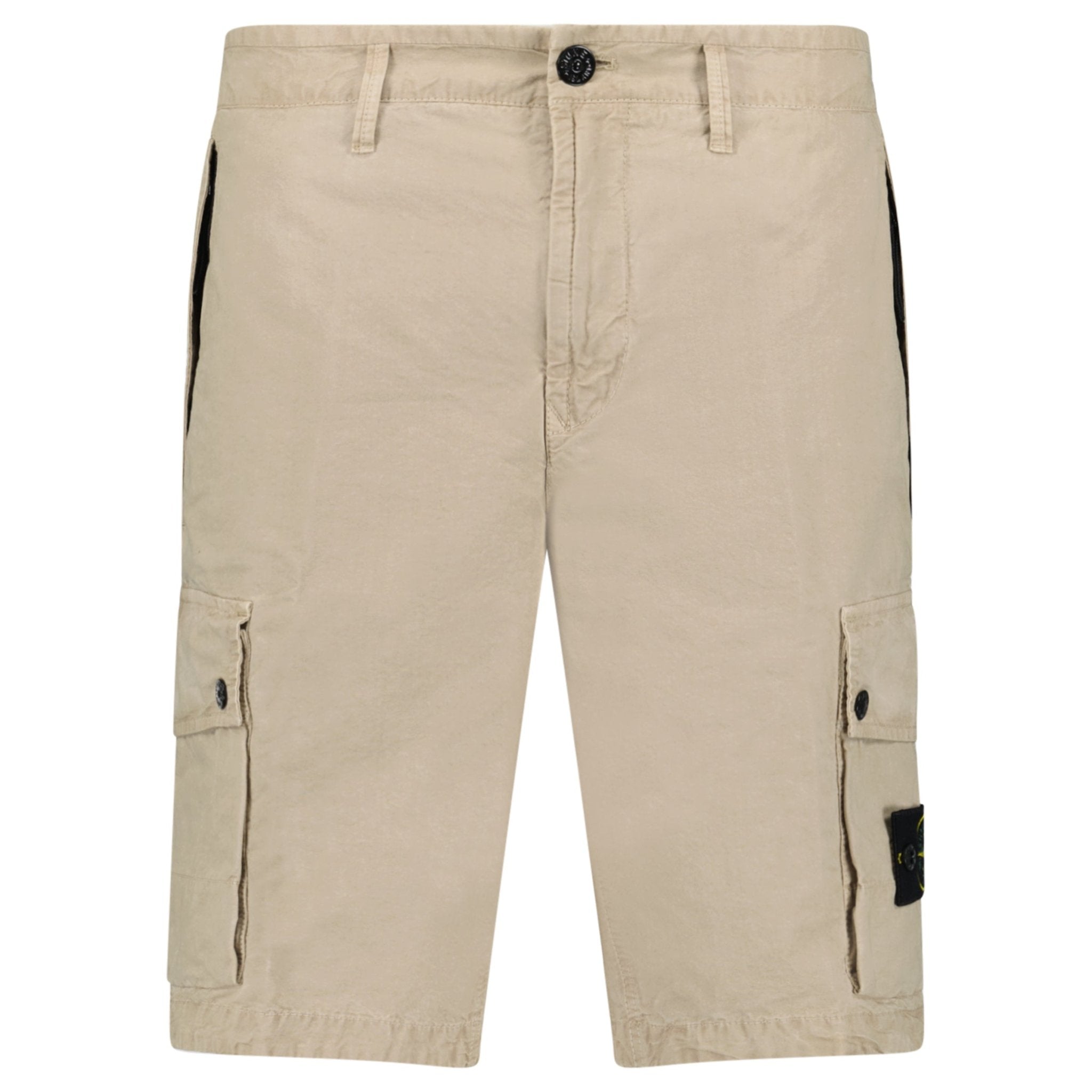Stone Island Brushed Organic Cotton Canvas ‘OLD’ Effect Cargo Shorts in Desert Beige