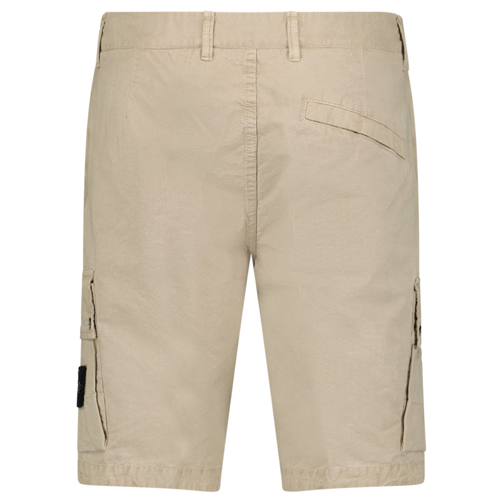 Stone Island Brushed Organic Cotton Canvas ‘OLD’ Effect Cargo Shorts in Desert Beige