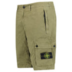 Stone Island Brushed Organic Cotton Canvas ‘OLD’ Effect Cargo Shorts in Military Green