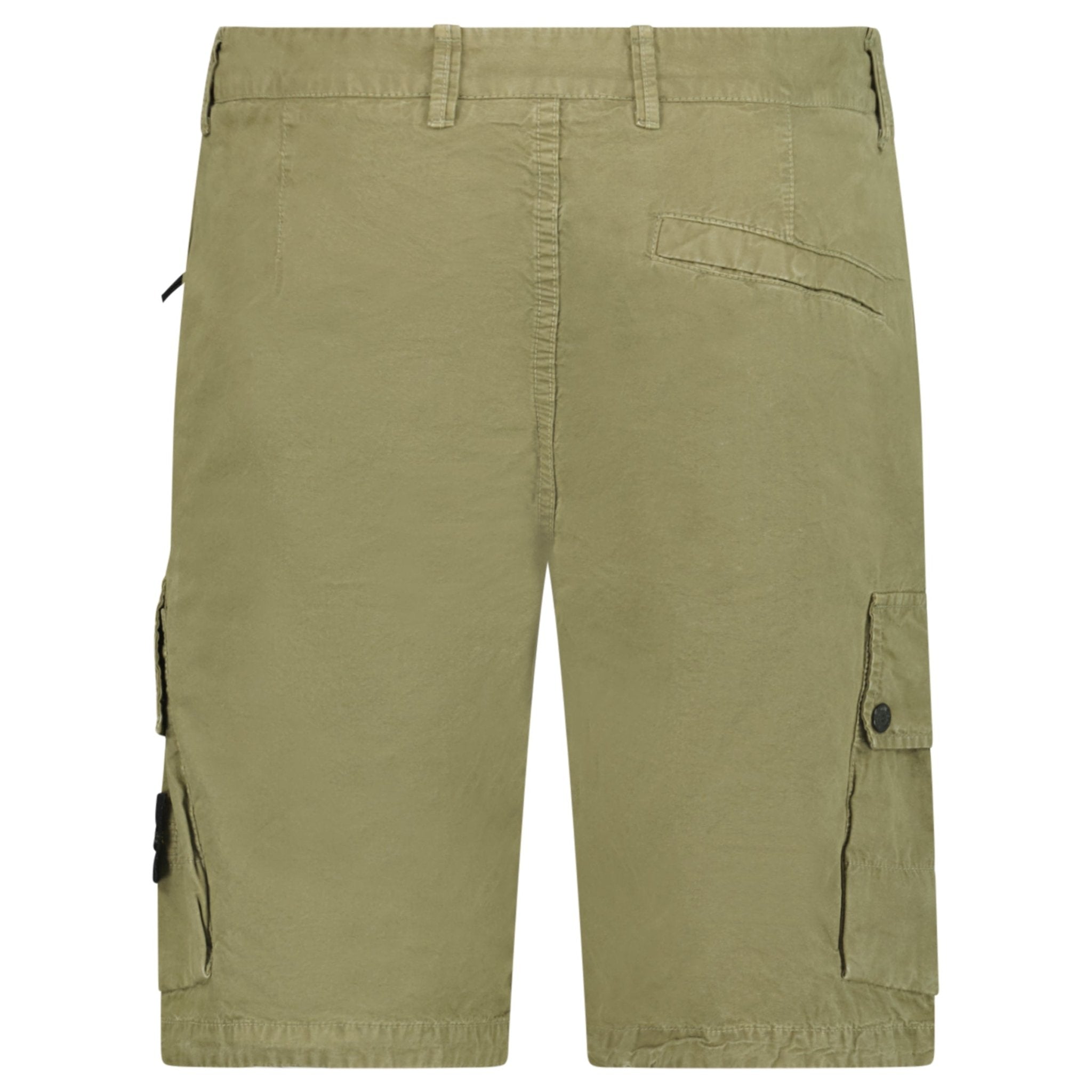 Stone Island Brushed Organic Cotton Canvas ‘OLD’ Effect Cargo Shorts in Military Green