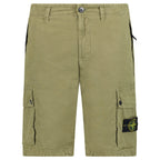 Stone Island Brushed Organic Cotton Canvas ‘OLD’ Effect Cargo Shorts in Military Green