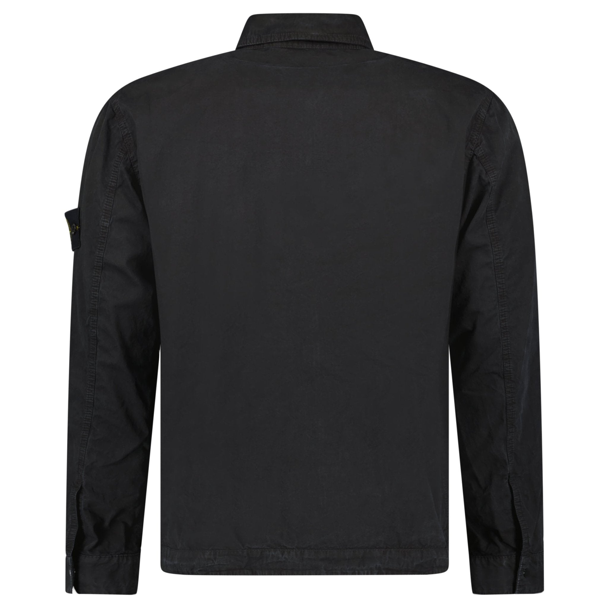 Stone Island Brushed Organic Cotton Canvas ‘OLD’ Effect Overshirt in Black