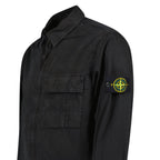 Stone Island Brushed Organic Cotton Canvas ‘OLD’ Effect Overshirt in Black