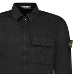 Stone Island Brushed Organic Cotton Canvas ‘OLD’ Effect Overshirt in Black