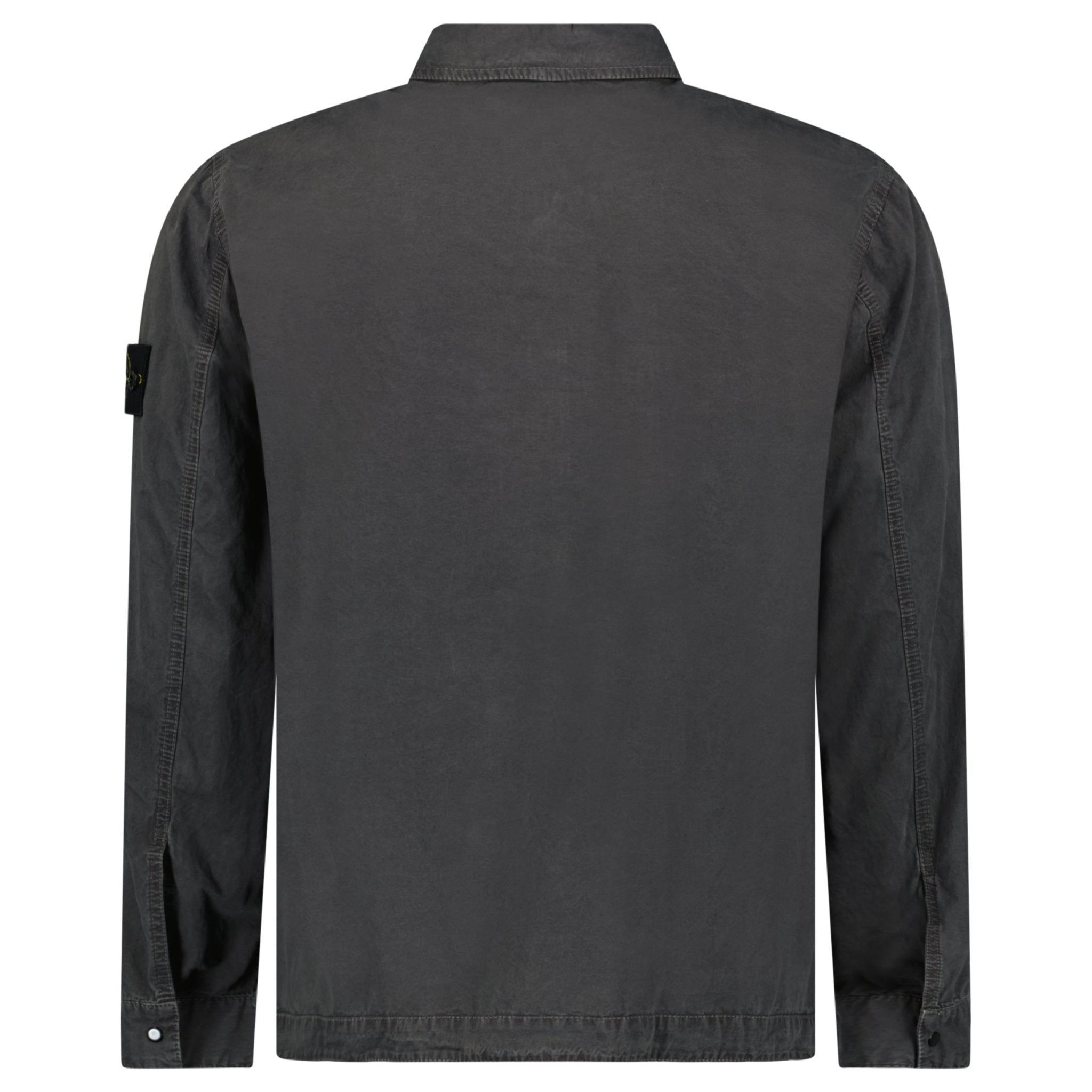 Stone Island Brushed Organic Cotton Canvas ‘OLD’ Effect Overshirt in Charcoal Grey