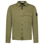 Stone Island Brushed Organic Cotton Canvas ‘OLD’ Effect Overshirt in Military Green