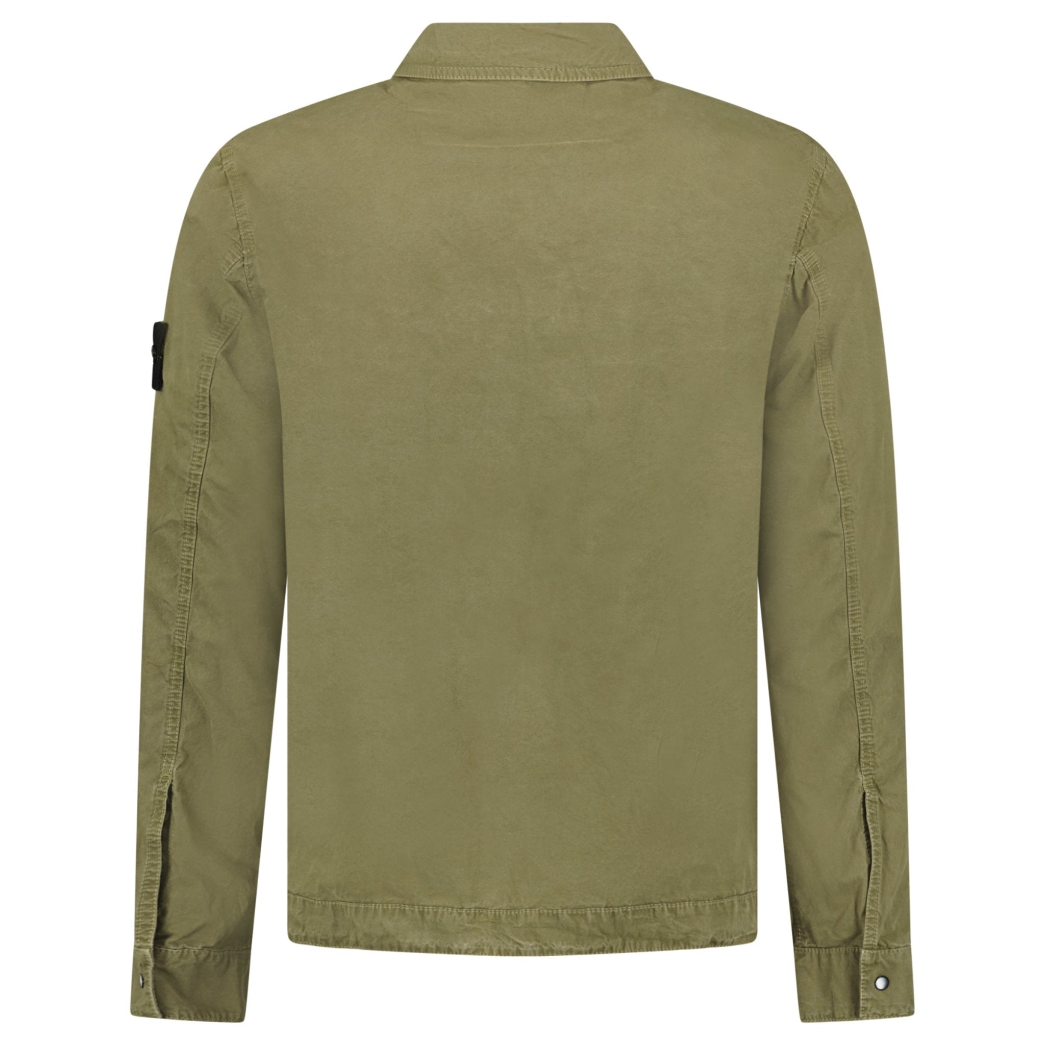 Stone Island Brushed Organic Cotton Canvas ‘OLD’ Effect Overshirt in Military Green