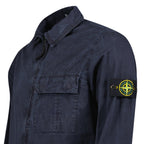 Stone Island Brushed Organic Cotton Canvas ‘OLD’ Effect Overshirt in Navy