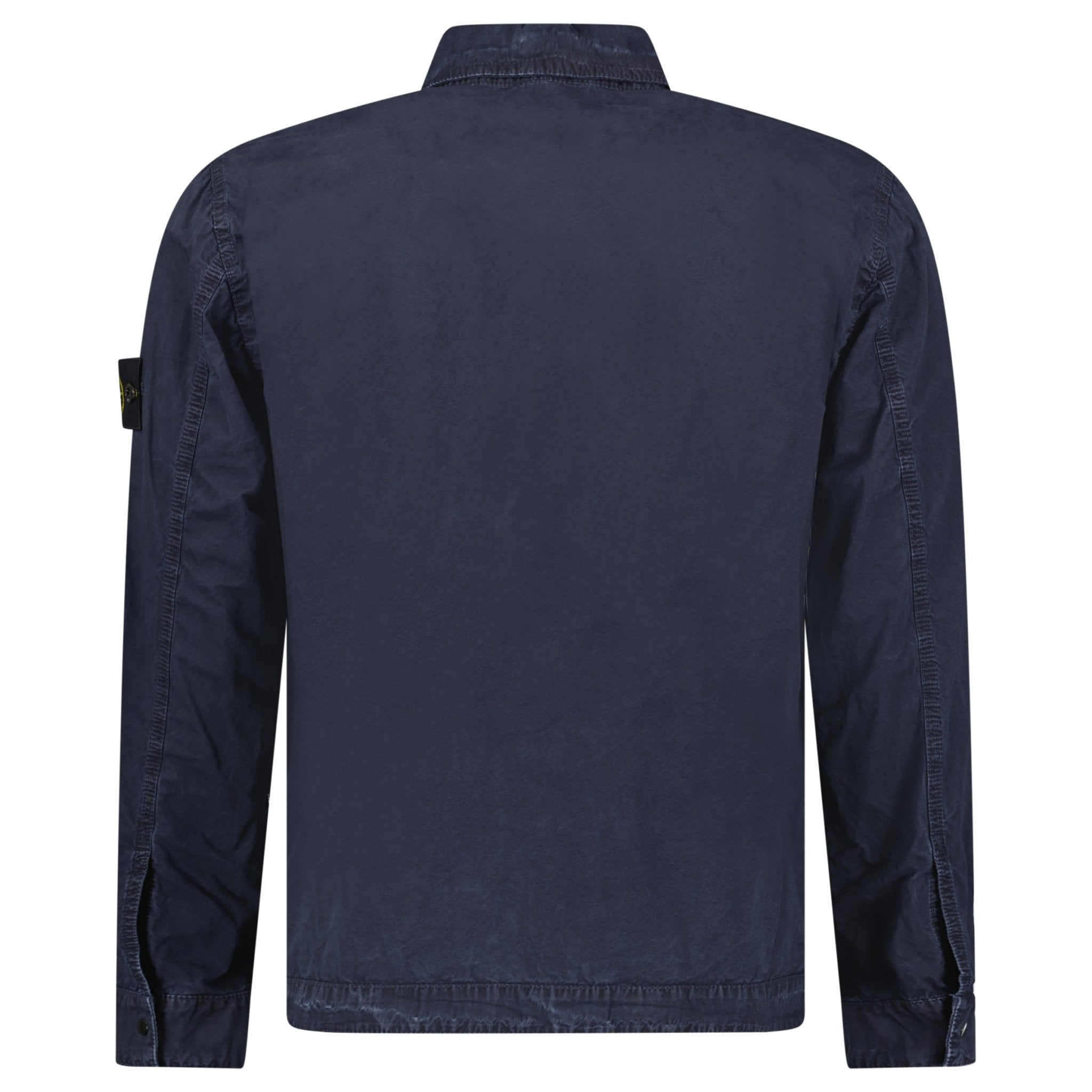 Stone Island Brushed Organic Cotton Canvas ‘OLD’ Effect Overshirt in Navy