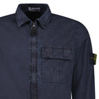 Stone Island Brushed Organic Cotton Canvas ‘OLD’ Effect Overshirt in Navy